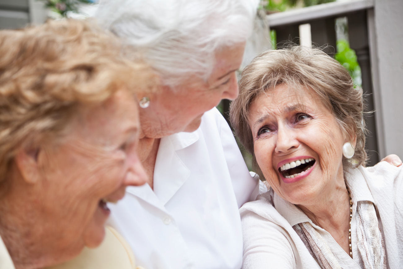 Three elderly women laughing - Ginter Hall South - Assisted Living and ...